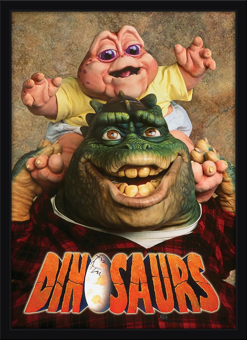 Quadro decorativo Família Dinossauro com o bebê Sinclair e o pai Earl