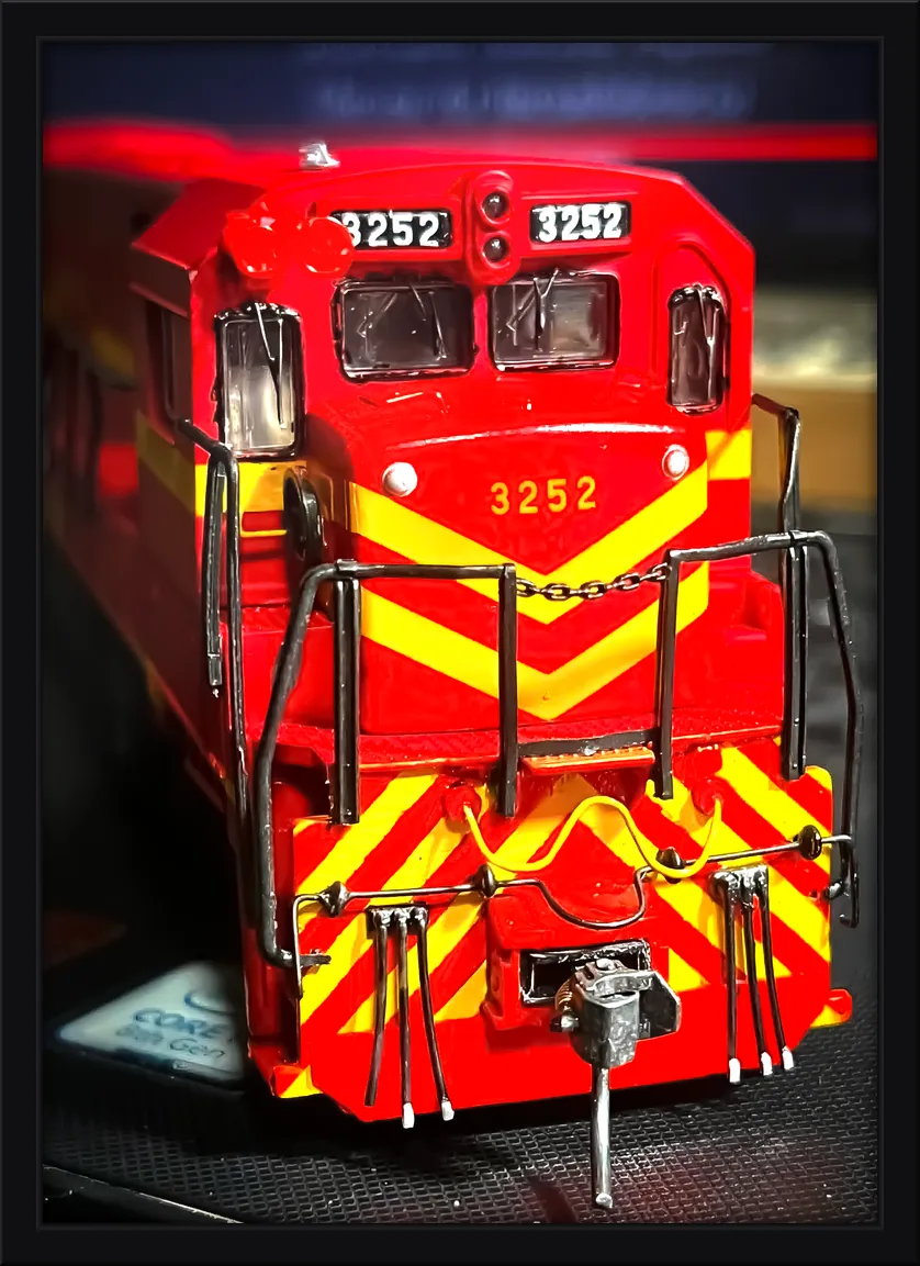 Quadro personalizado de locomotiva vermelha, exemplo de trabalho sob encomenda