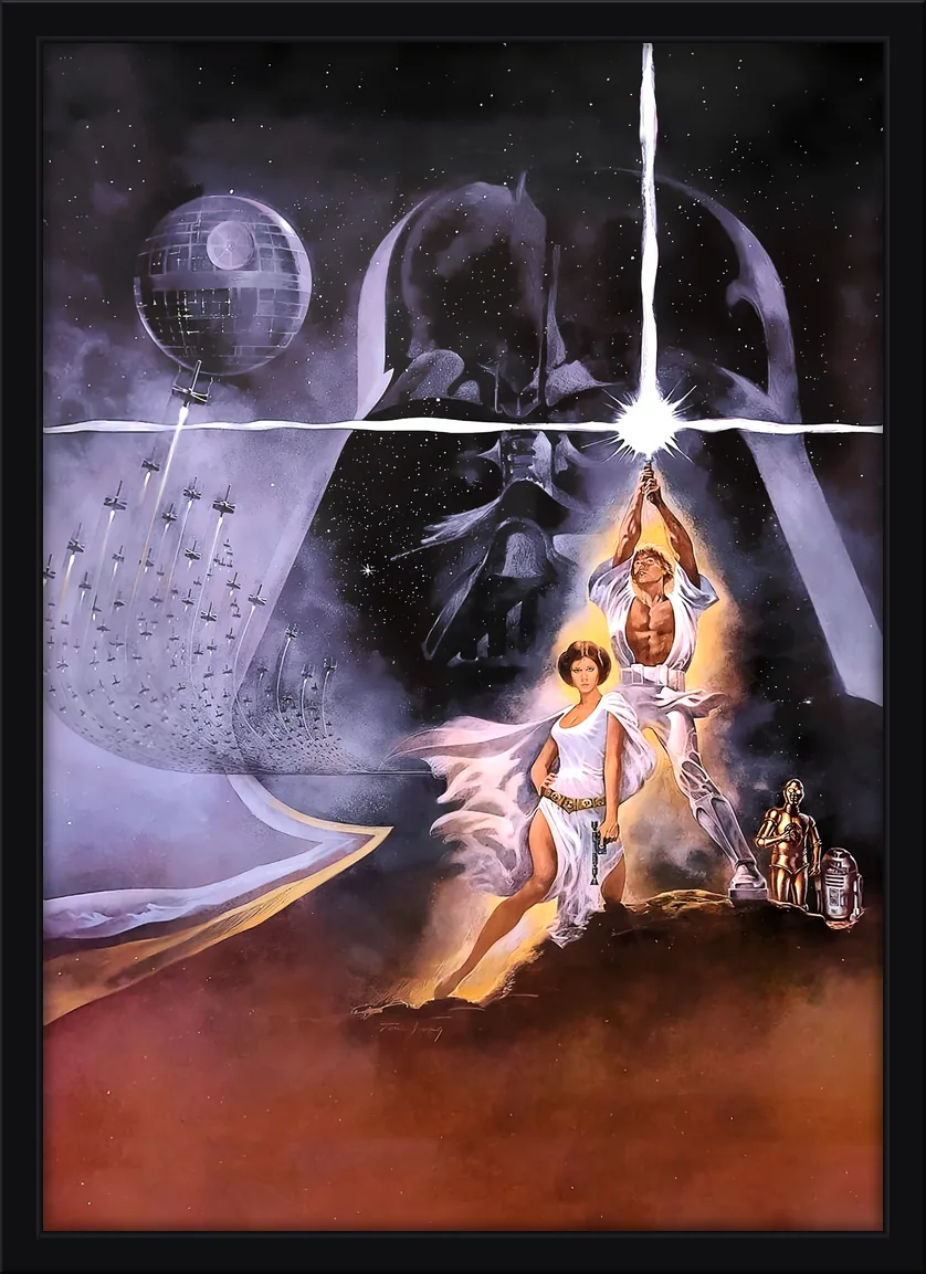 Quadro decorativo pôster clássico de Star Wars em tratamento de cor mais claro